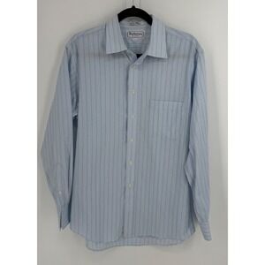 Burberrys of London Men's Blue Pinstripe Cotton Button Down Shirt 16-34 USA Made
